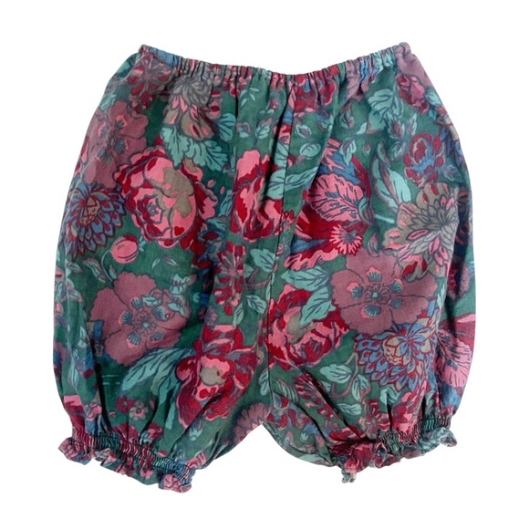 Laura Ashley Vintage Pink and Green Floral Bubble Shorts Size 12-18 Months - Picture 1 of 5